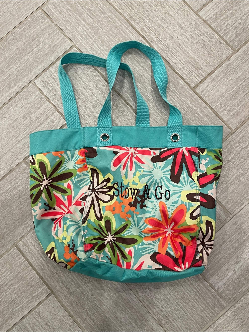 Thirty-One Floral Teal Tote Bag